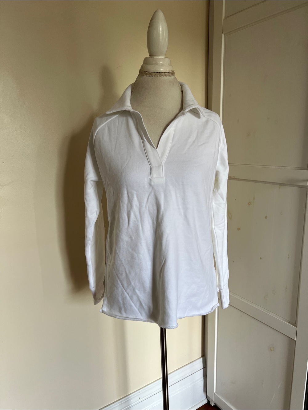 Haven Well Within White Organic Cotton Polo Sweatshirt Pullover NWOT XS
